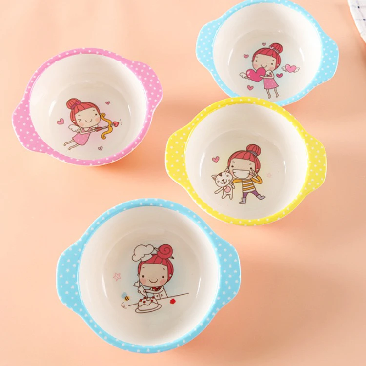 仿陶瓷耐摔儿童碗密胺树脂塑料家用碗动物形状可爱宝宝吃饭碗