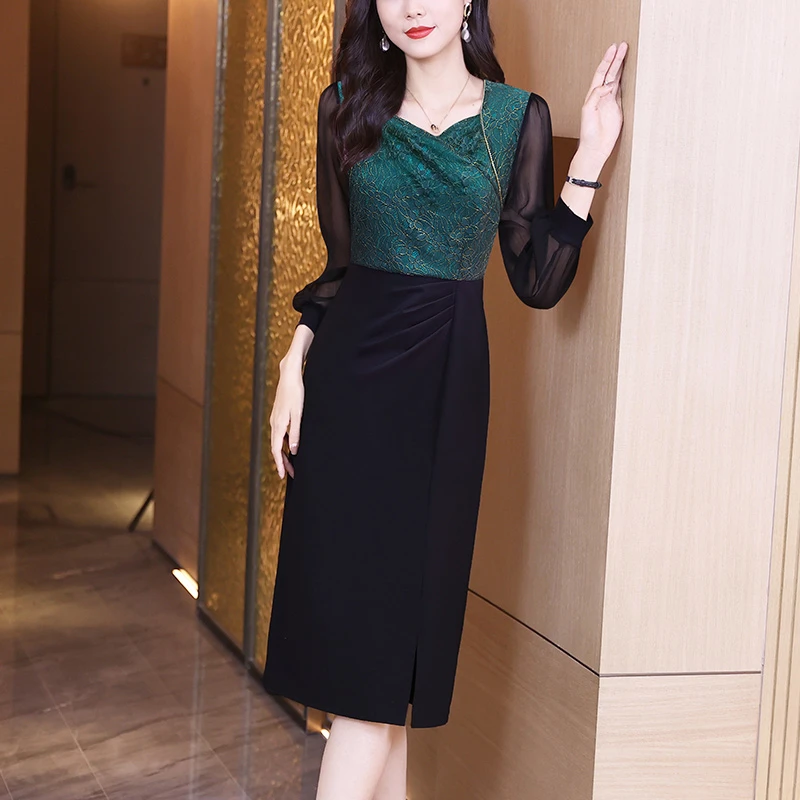 法式连衣裙高级感复古女士时尚拼接包臀裙气质裙子女夏季A8265