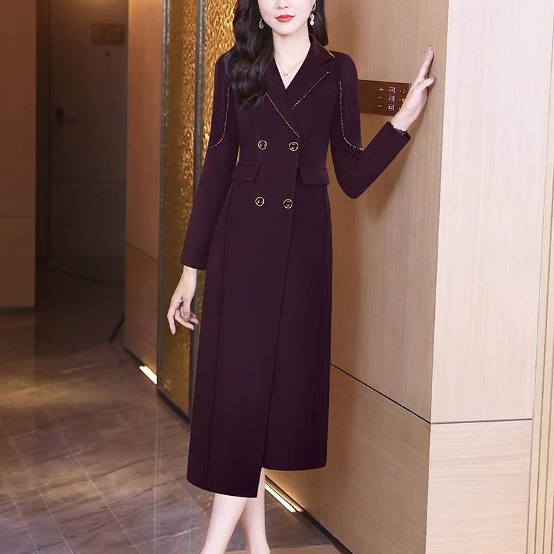 2024新款紫色长袖时尚高端精致气质包臀裙一步裙连衣裙女92075