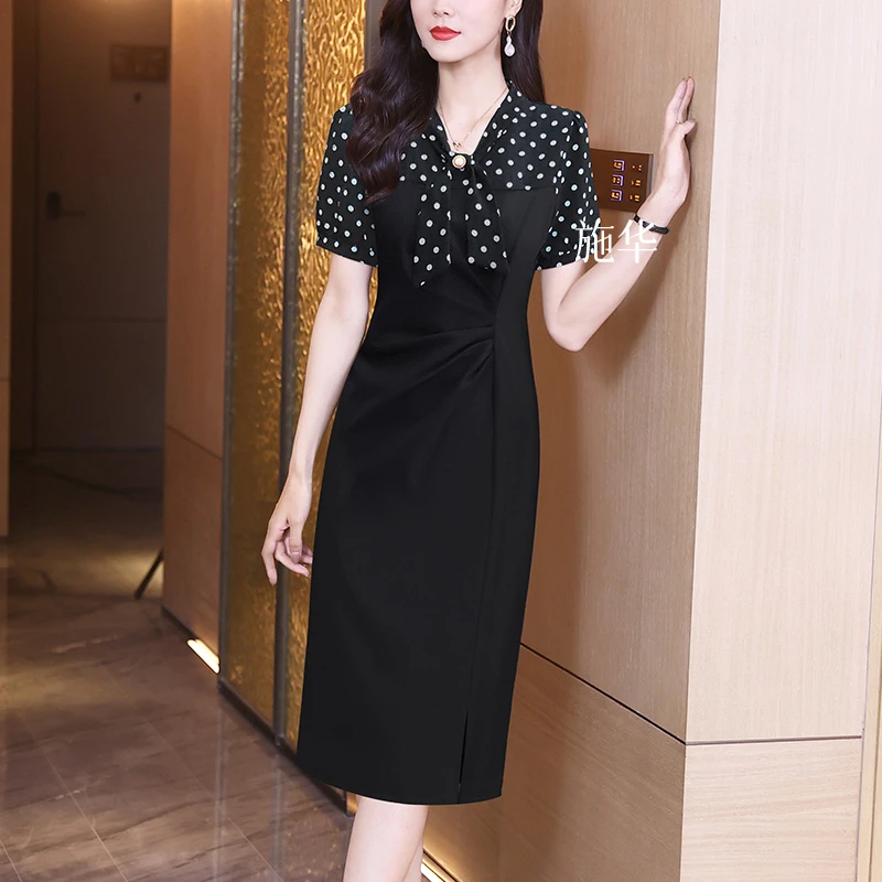 女装连衣裙裙子气质洋气时尚夏季黑色高贵小黑裙法式收腰A6517