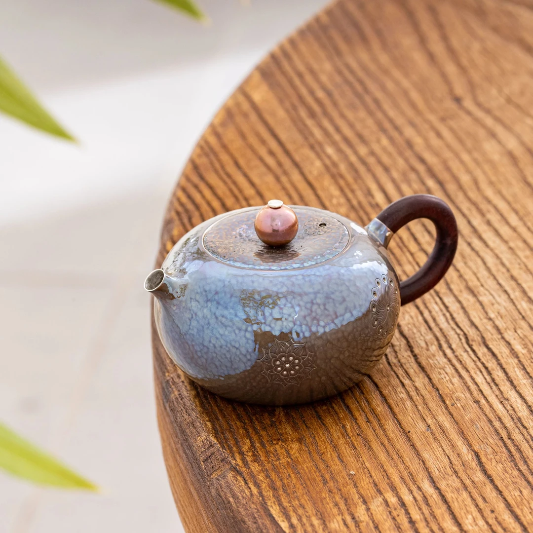 蜂鸟工坊珍珠紫皮花锤纹银壶CJZPA2079
