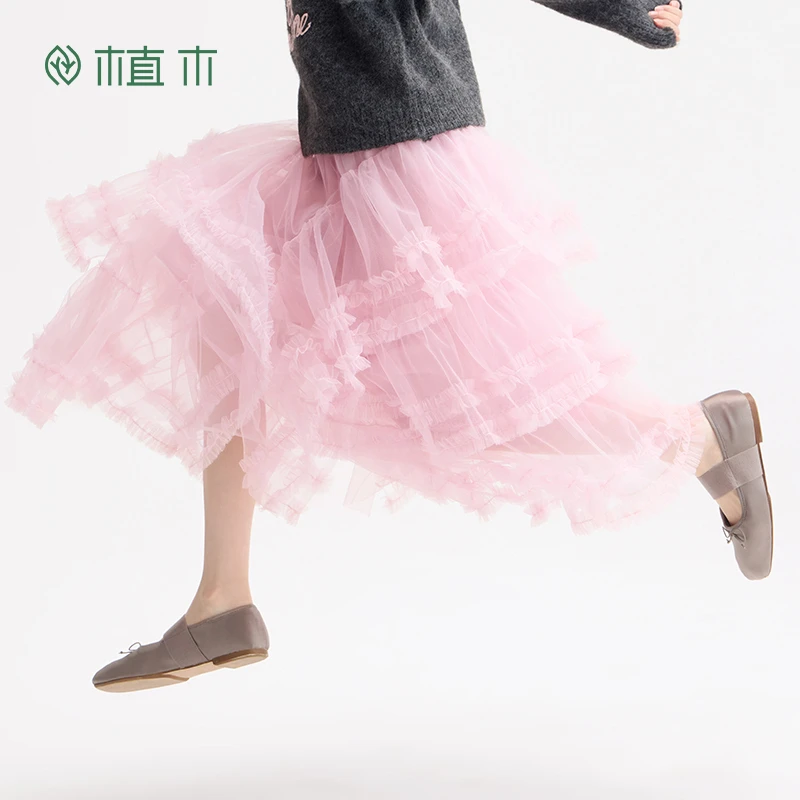 植木童装甜美网纱女童半身裙儿童裙子中大童大童秋季2024新款洋气