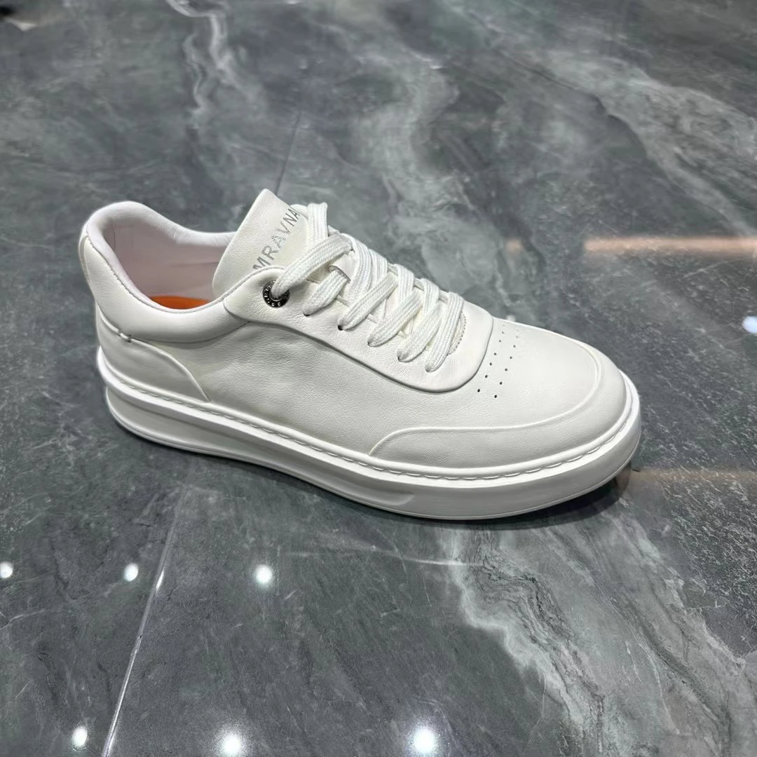 欧洲站2024新款时尚潮流个性百搭舒适头层牛皮休闲板鞋小白鞋男鞋