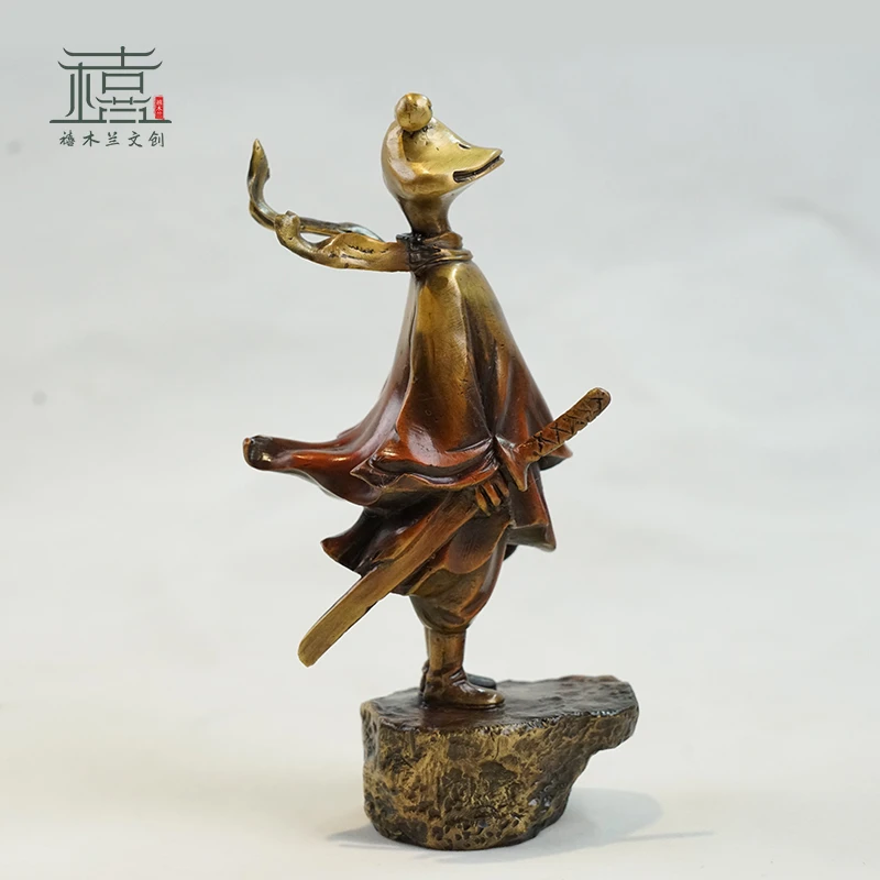 家居摆件办公室摆件中式纯铜侠蛙摆奢工艺品仗剑走天涯蛙桌面摆件