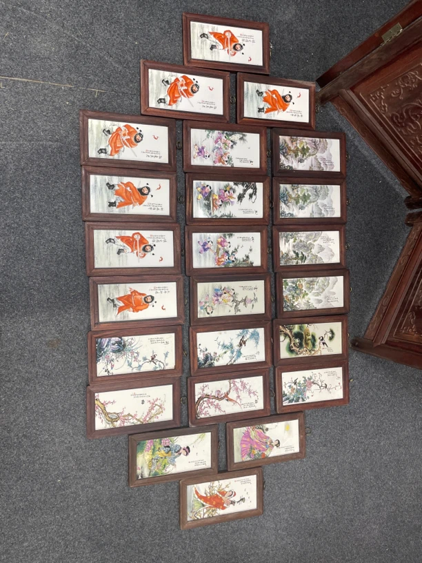 景德镇瓷板画粉彩手工手绘28*16厘米单幅尺寸山水人物花鸟随机发