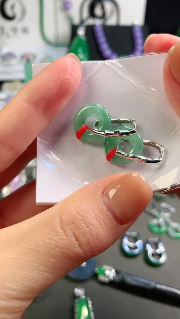 【闪购商品】翡翠耳饰银S925镶嵌耳饰