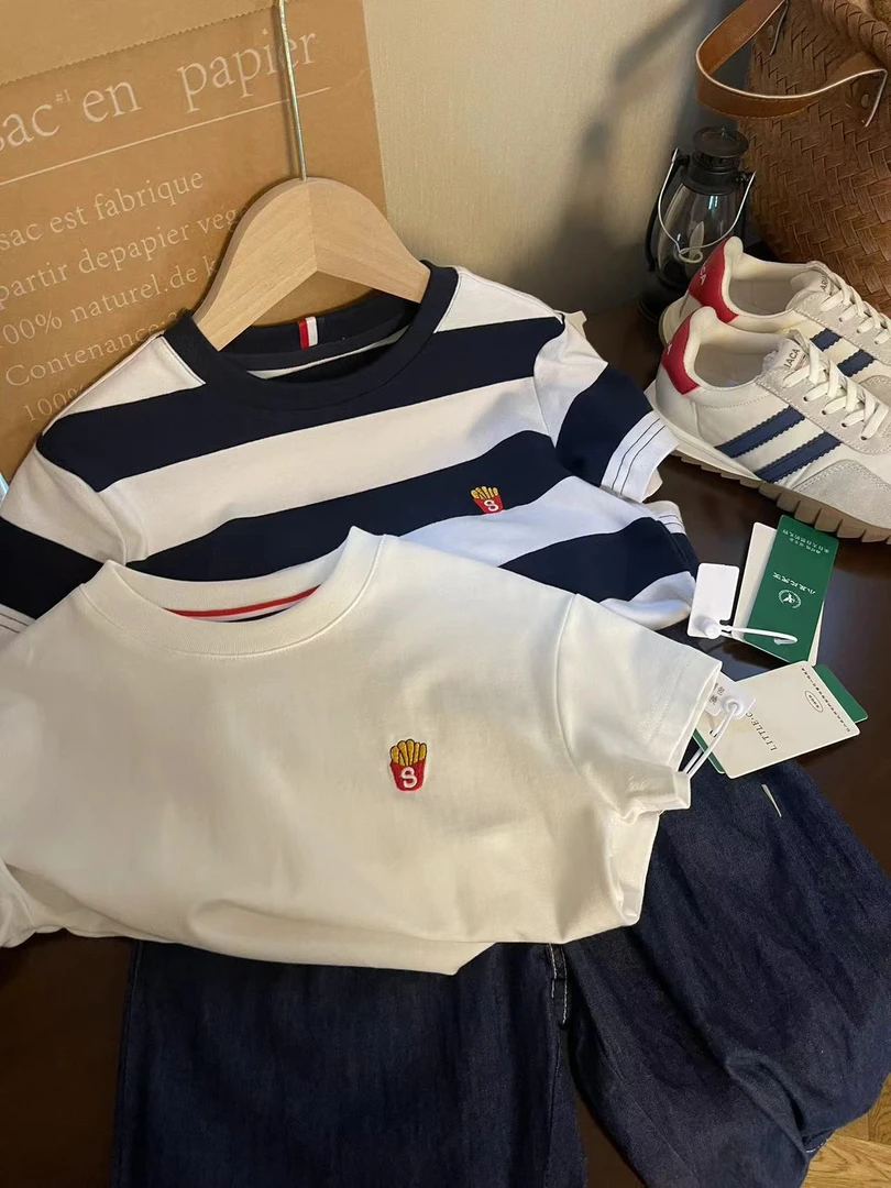 【薯条T】儿童节儿童夏季韩版T恤洋气时尚刺绣短袖上衣潮