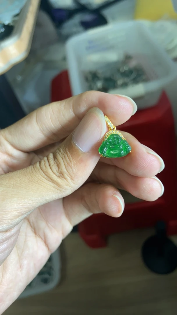 天然A货翡翠S925佛公
