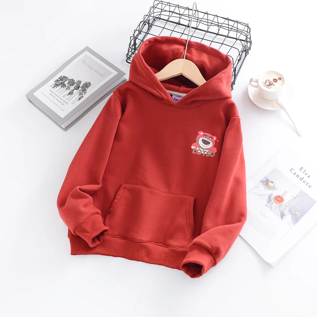 草莓熊冬款加绒休闲洋气连帽卫衣