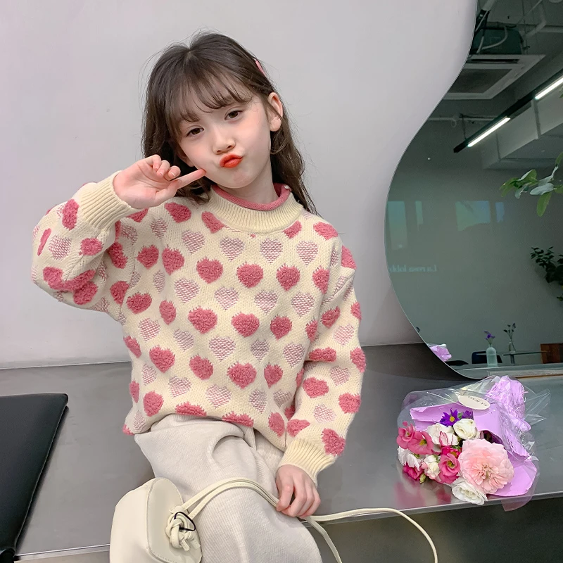 女童毛衣秋冬装2025新款洋气小女孩冬季针织套头上衣儿童装毛线衣