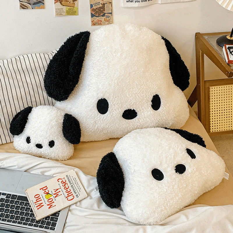 黑白狗抱枕可爱毛绒公仔玩偶帕恰狗狗公仔腰靠坐垫屁垫