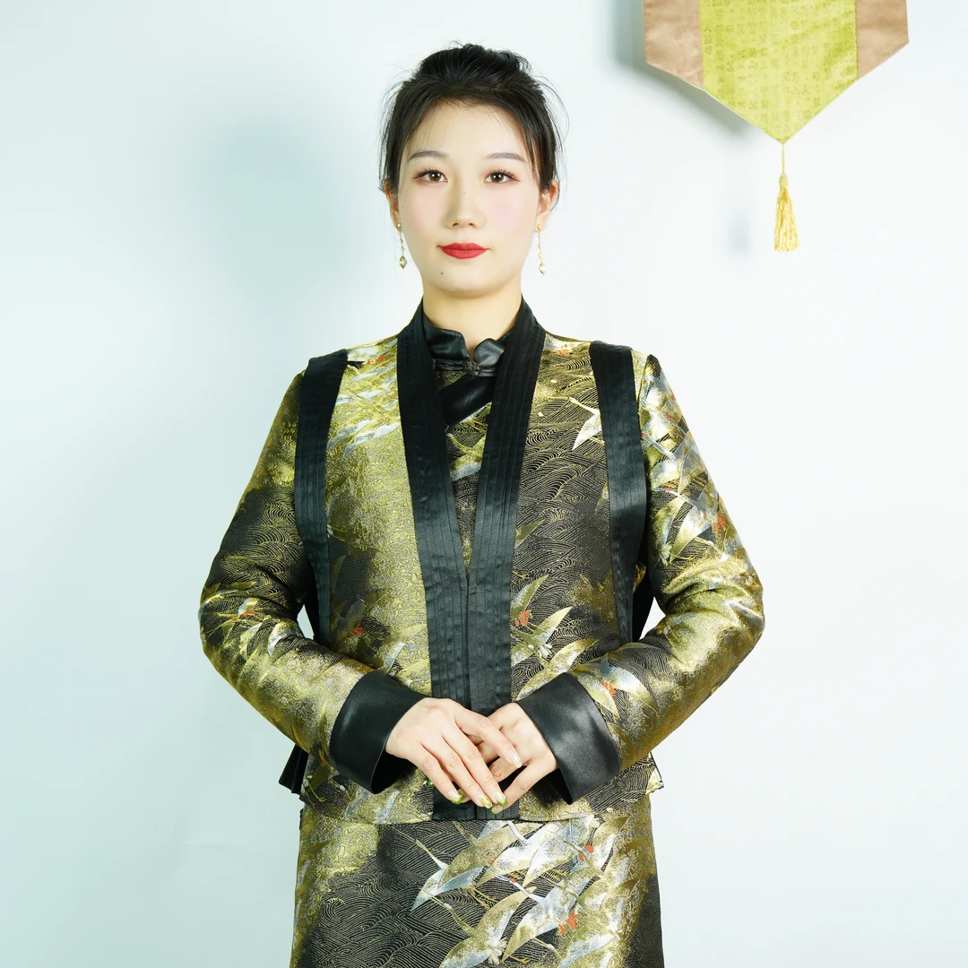 【万象有衣】千鹤祥瑞-入选国货档案原创设计师款短马甲 -5407