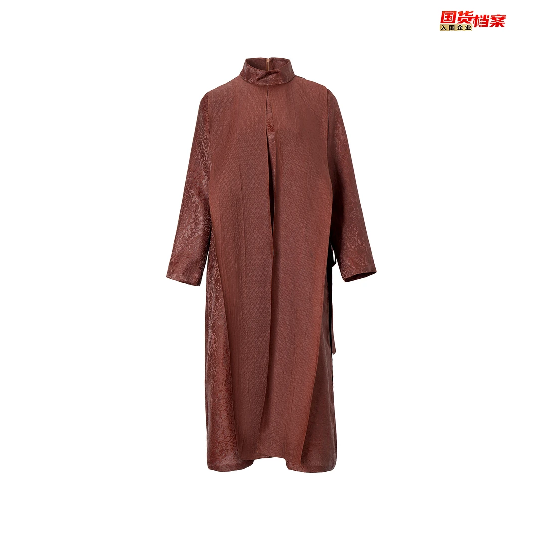 【万象有衣】螺钿紫檀琵琶宝相花-原创设计师款中式连衣裙-6982