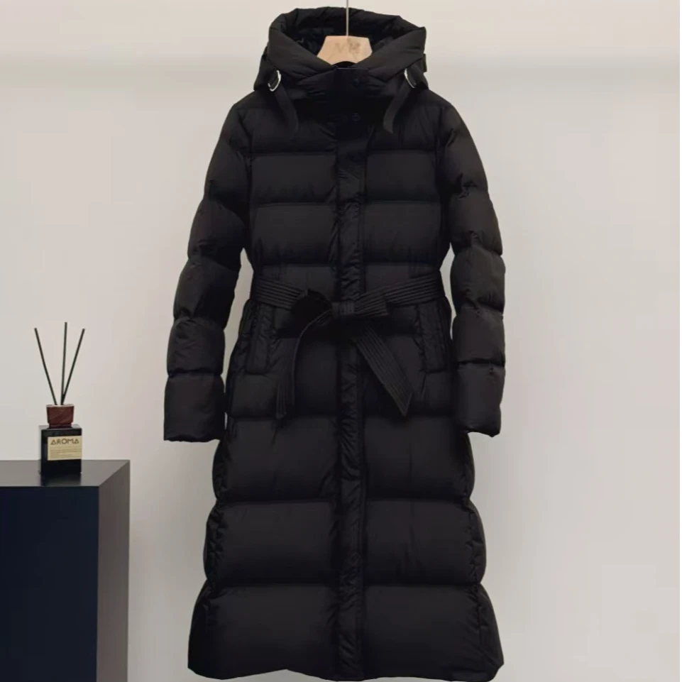 2024加厚新款修身过膝收腰长款洋气保暖羽绒服