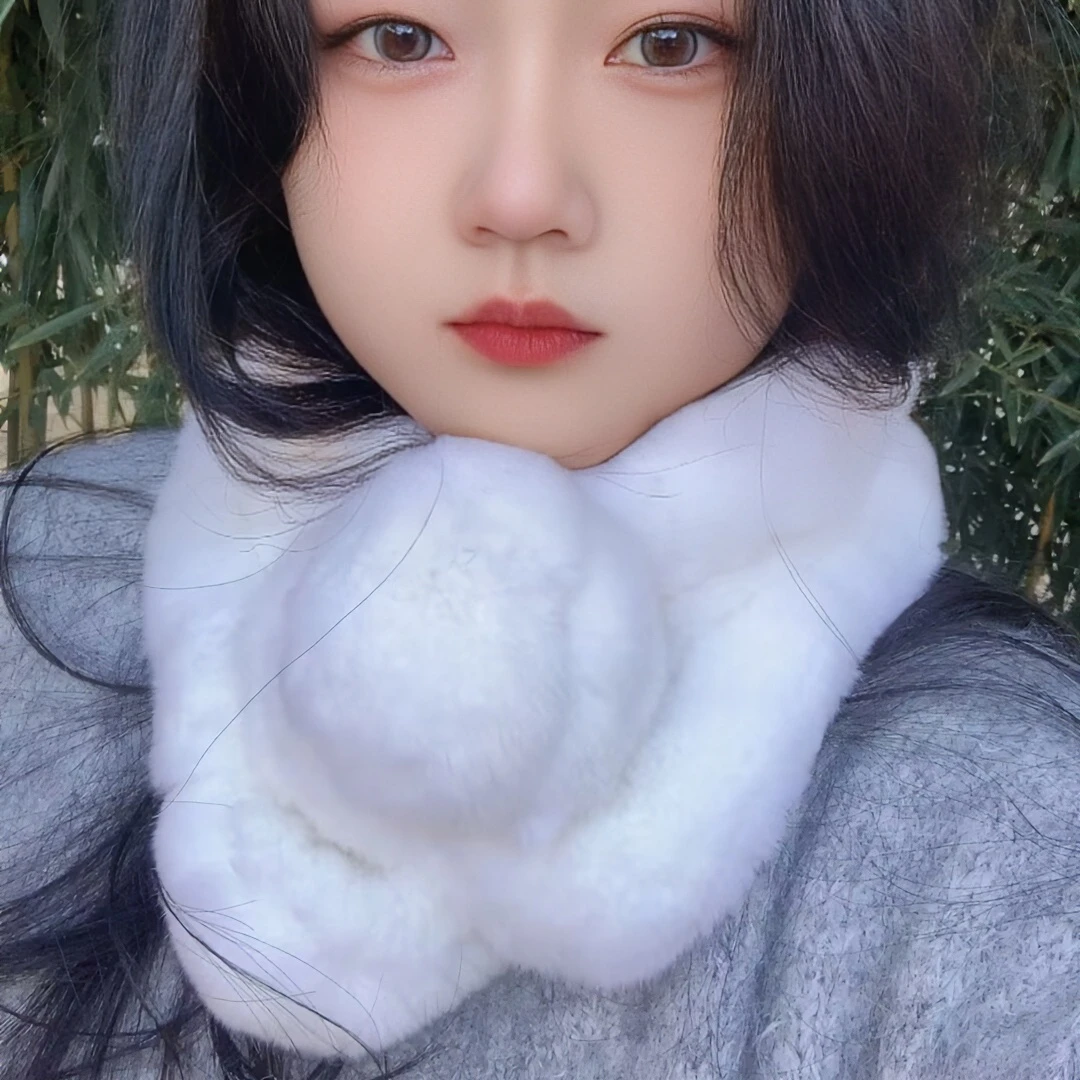 【小明推荐】獭兔毛大毛球毛绒绒围巾围脖加厚升级版网红时尚保暖