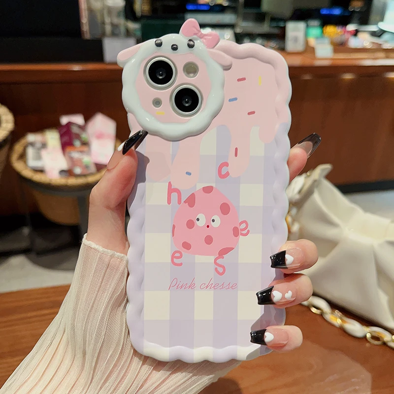 适用于苹果12新款网红猫咪奶酪透明防摔ins风手机壳iPhone14/13