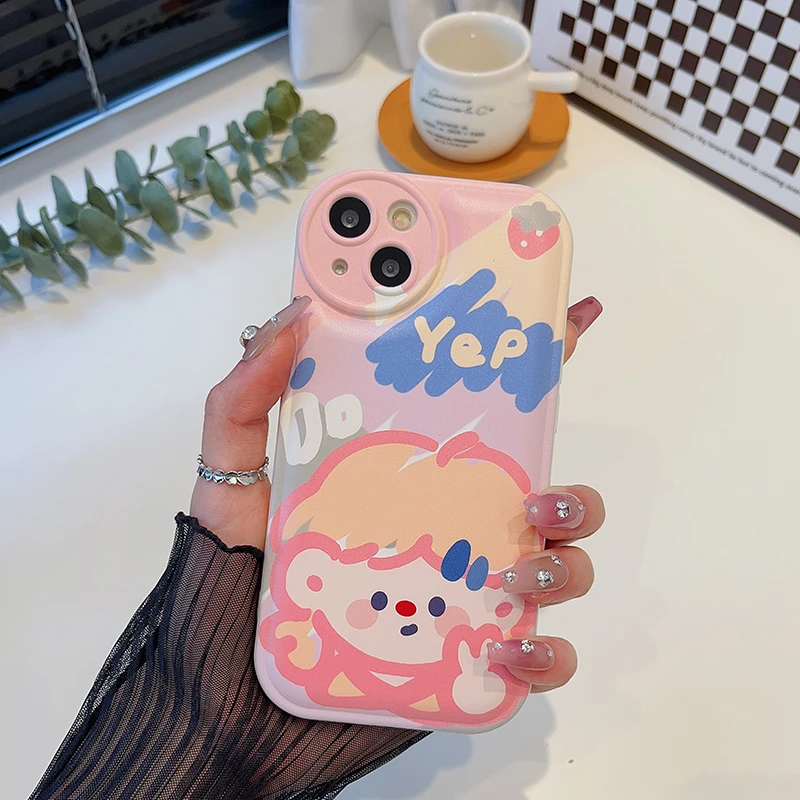 适用于【苹果 国产】iphone13/14pro网红气垫手机壳涂鸦女孩