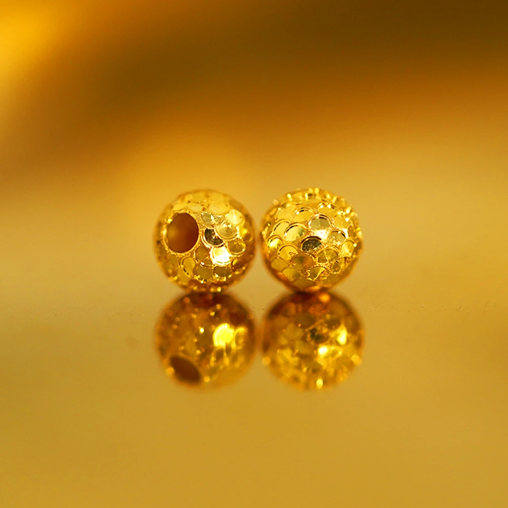 品众珠宝24K足金古法錾刻黄金饰品Disco蹦迪珠一对（禁用优惠卷）