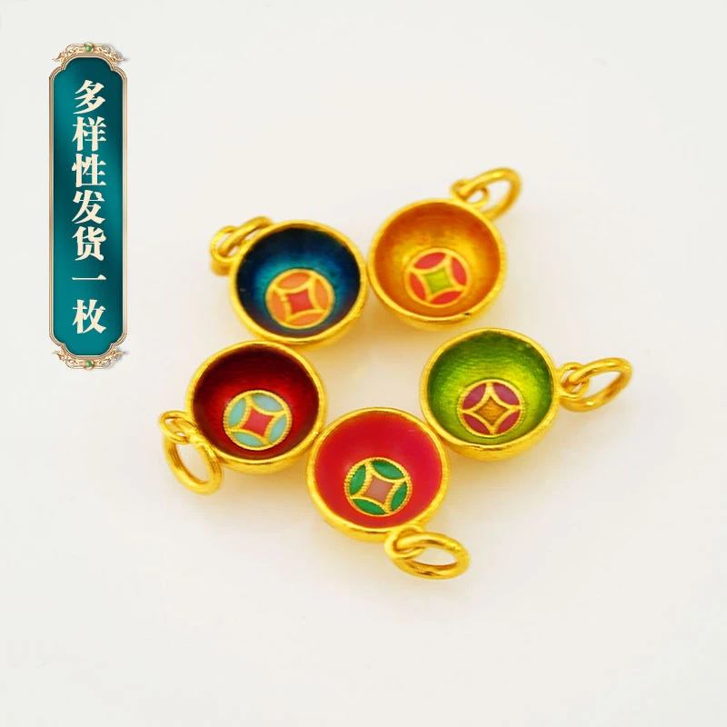 品众珠宝24K足金古法錾刻百搭烧蓝黄金饰品小金碗