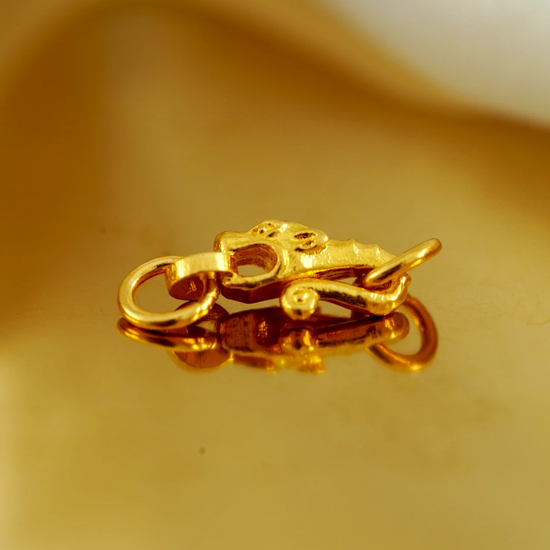 品众珠宝24K足金古法錾刻龙扣环精品配饰DIY搭配（禁用优惠券）