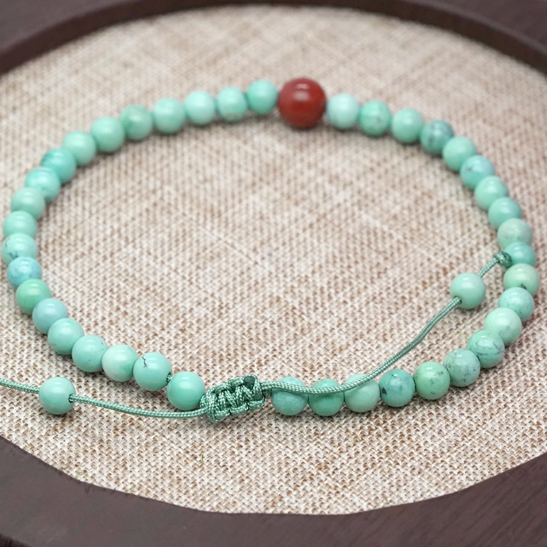 品众珠宝天然原矿绿松石DIY松石南红圆珠手串左右单圈3mm+尺寸