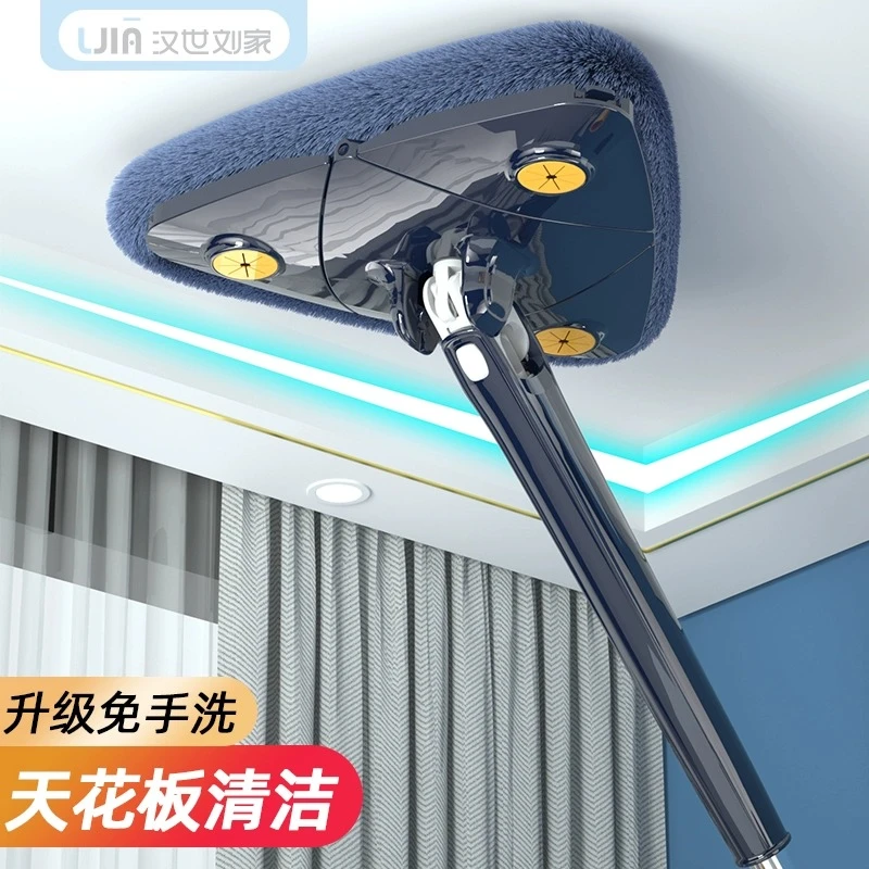 360度免手洗旋转三角拖把天花板墙面屋顶玻璃墙壁多功能清洁神器