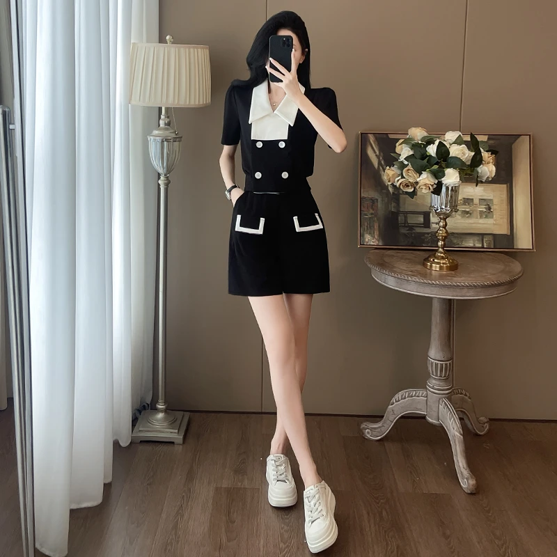 休闲套装女两件套潮流时尚气质显瘦短款小个子夏薄款外穿百搭减龄