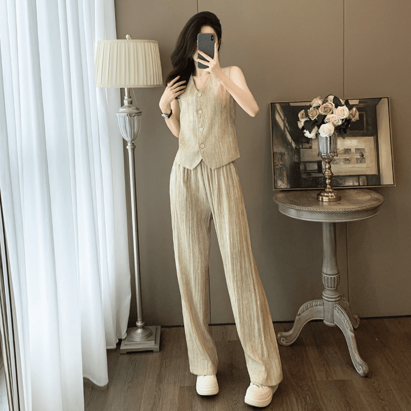 休闲套装女两件套气质时尚显瘦洋气减龄轻熟夏季潮流外穿无袖高档