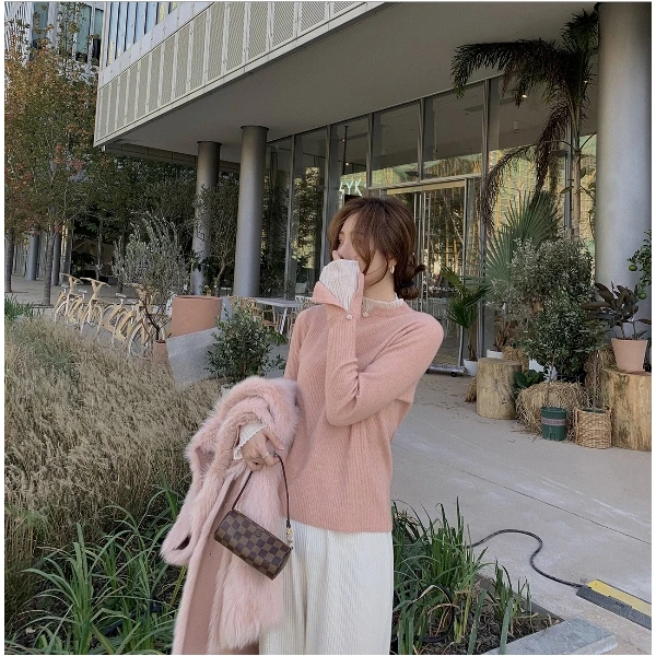 ASM ANNA◆赫本打底~ 气质花边珍珠扣风琴袖羊毛上衣A2125-1