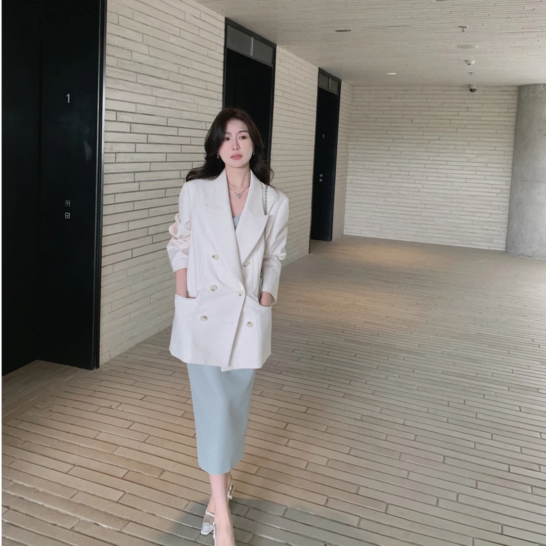 ASM ANNA◆阿尔法西装~AS4502气质大翻领双排扣阔感西装外套