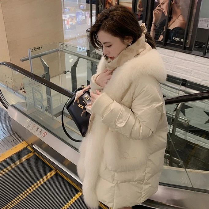 ASM ANNA◆雪地大羽绒A9365~毛毛拼接门襟大口袋羽绒服