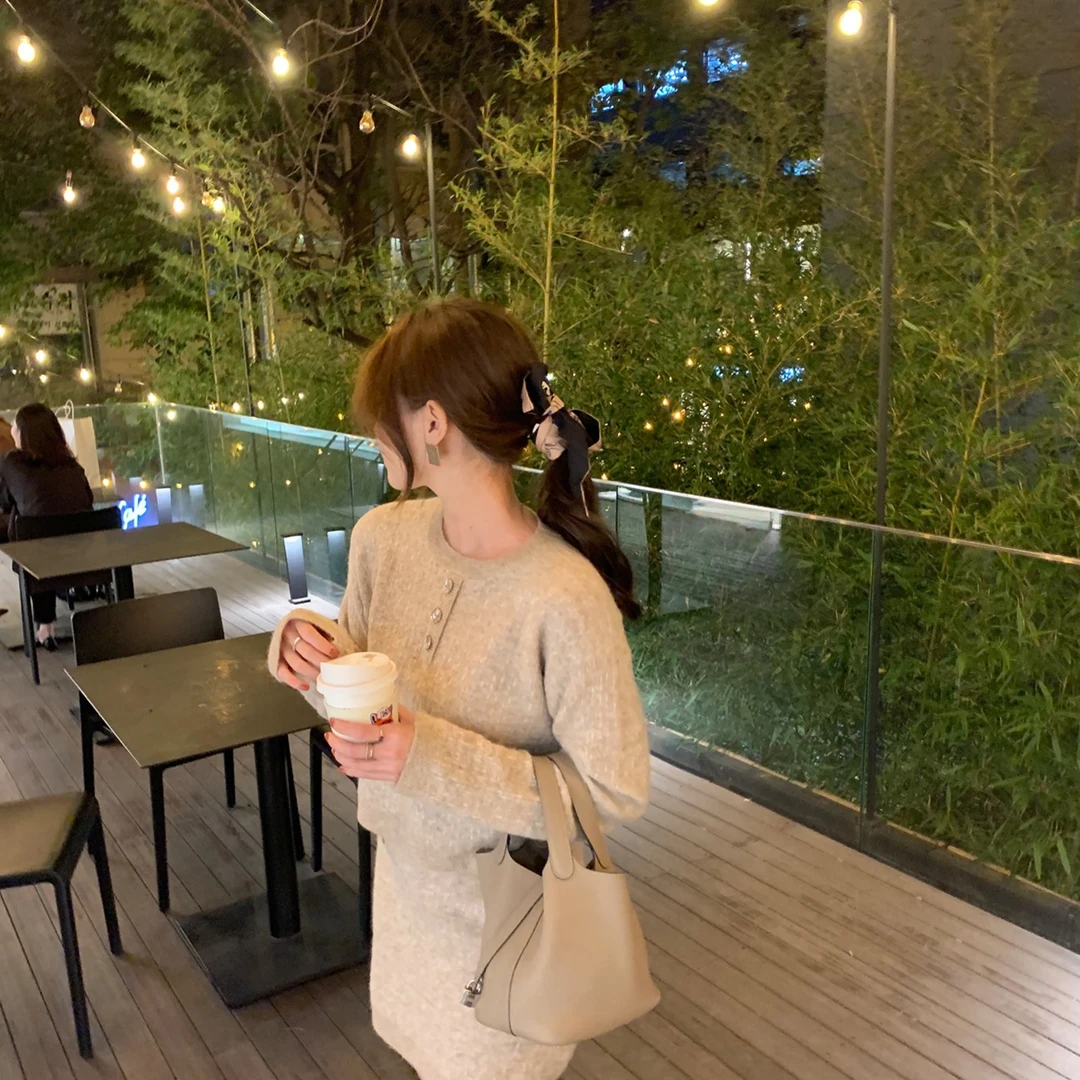 ASM ANNA◆纯真年代！羊驼毛混纺毛衣+a字半身裙 针织套装A5870