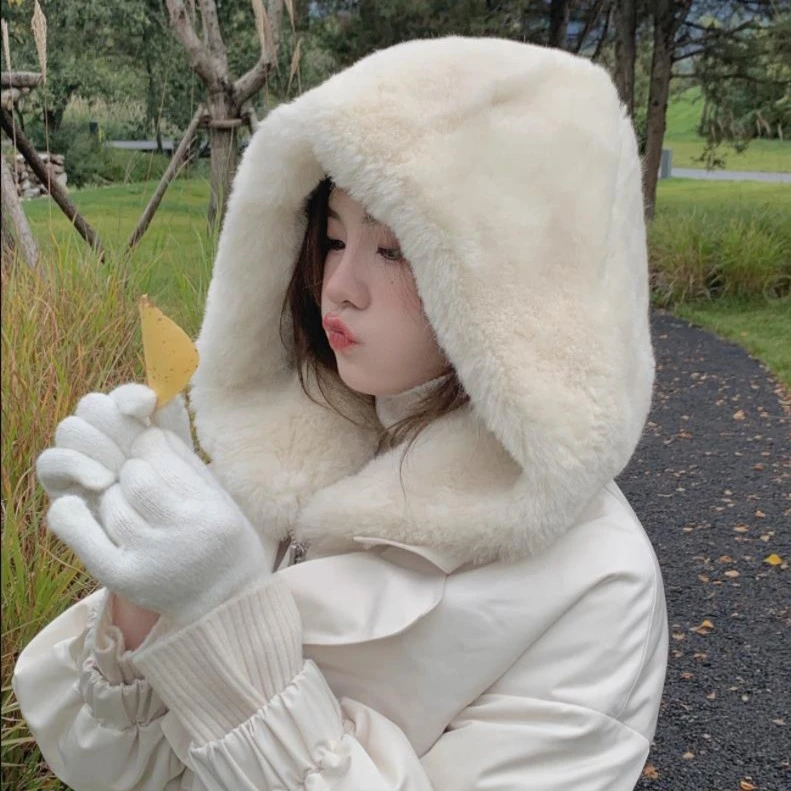 ASM ANNA◆ 【默认微瑕】抱抱熊大羽绒100羊毛皮短款连帽羽绒服A8938