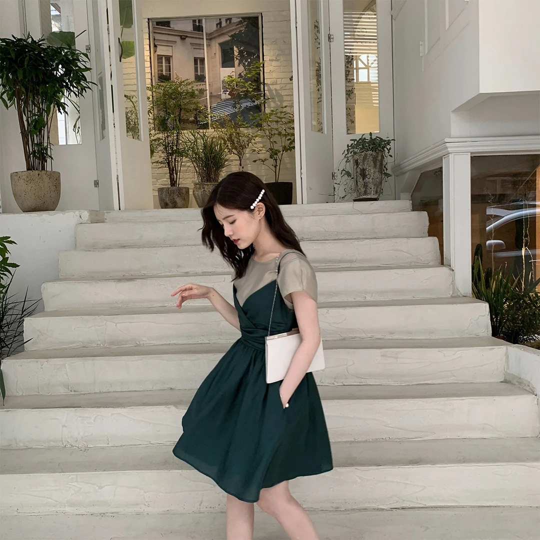 ASM ANNA◆不一样的叠搭 质感内搭+温柔吊带裙天丝套装A5317