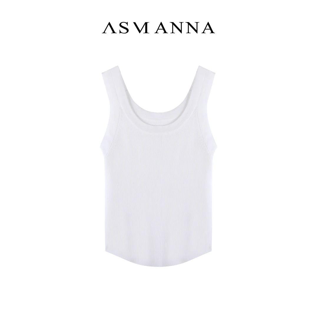 ASM ANNA◆不费心舒适~针织宽肩带薄款 挂脖吊带背心D0166
