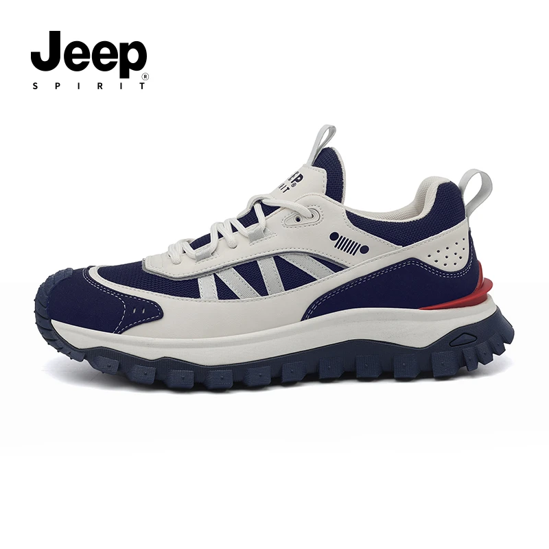 JEEP吉普男鞋2024春季新款网面休闲百搭运动鞋男士软底防滑跑步鞋