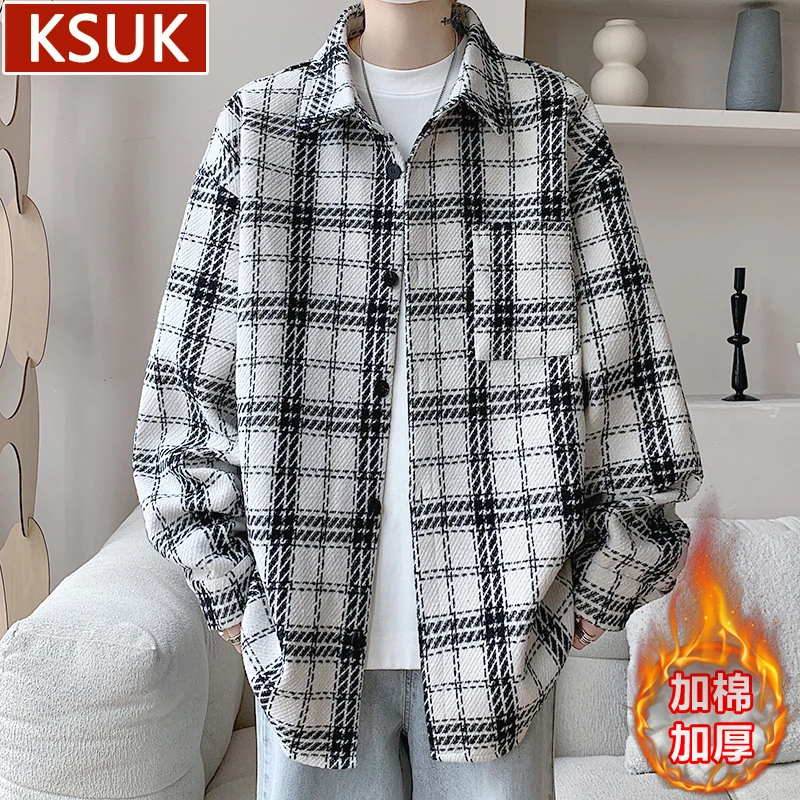 KSUK冬季小香风外套男士高级感加棉加厚帅气百搭宽松保暖休闲夹克