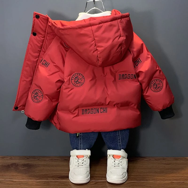 新品男童羽绒服冬季2023新款潮红色过年喜庆衣服儿童外套0107