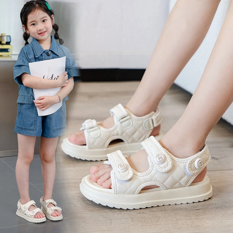 女童运动休闲凉鞋中大童夏季时尚新款小女孩网红百搭软底软面厚底