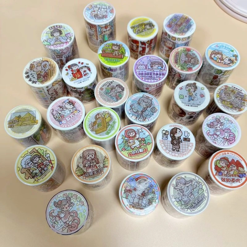 可爱卡通手账胶带特油长循环小麻薯整卷装饰素材少女心手账本胶带