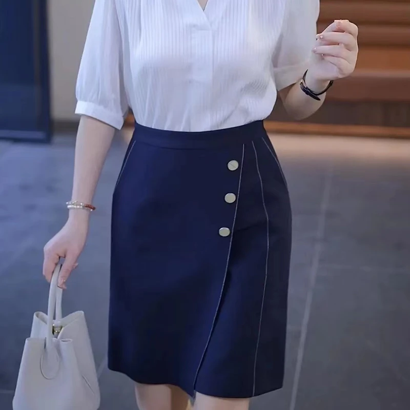 【清仓专场】夏季新款高腰百搭显瘦不规则A字半身裙女ZSL-Q43076