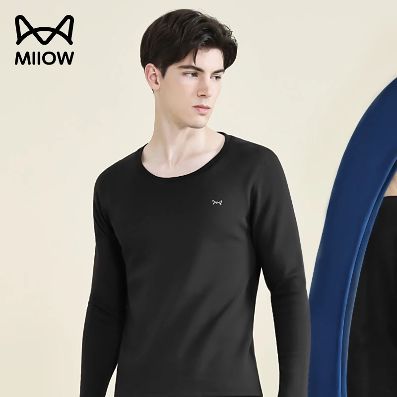 猫人男士德绒内衣保暖秋冬加厚秋衣秋裤棉发热抗静电磨毛打底套装