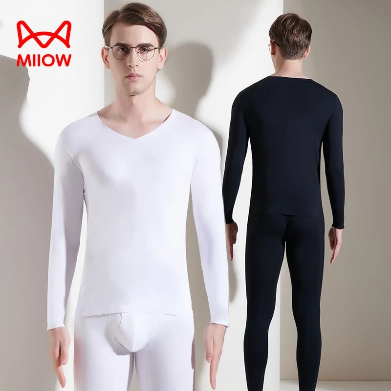 猫人莫代尔无痕秋衣秋裤男薄款保暖恒温男士超薄修身内衣套装爆款