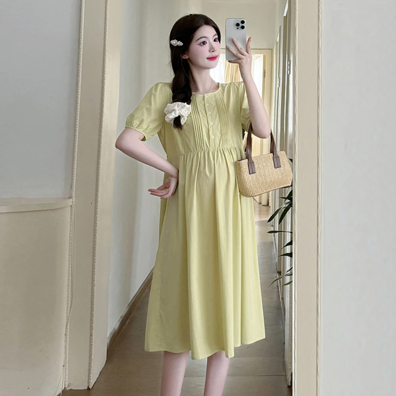 孕妇装新款夏季时尚洋气显瘦法式2024新款宽松遮肚中长款连衣裙