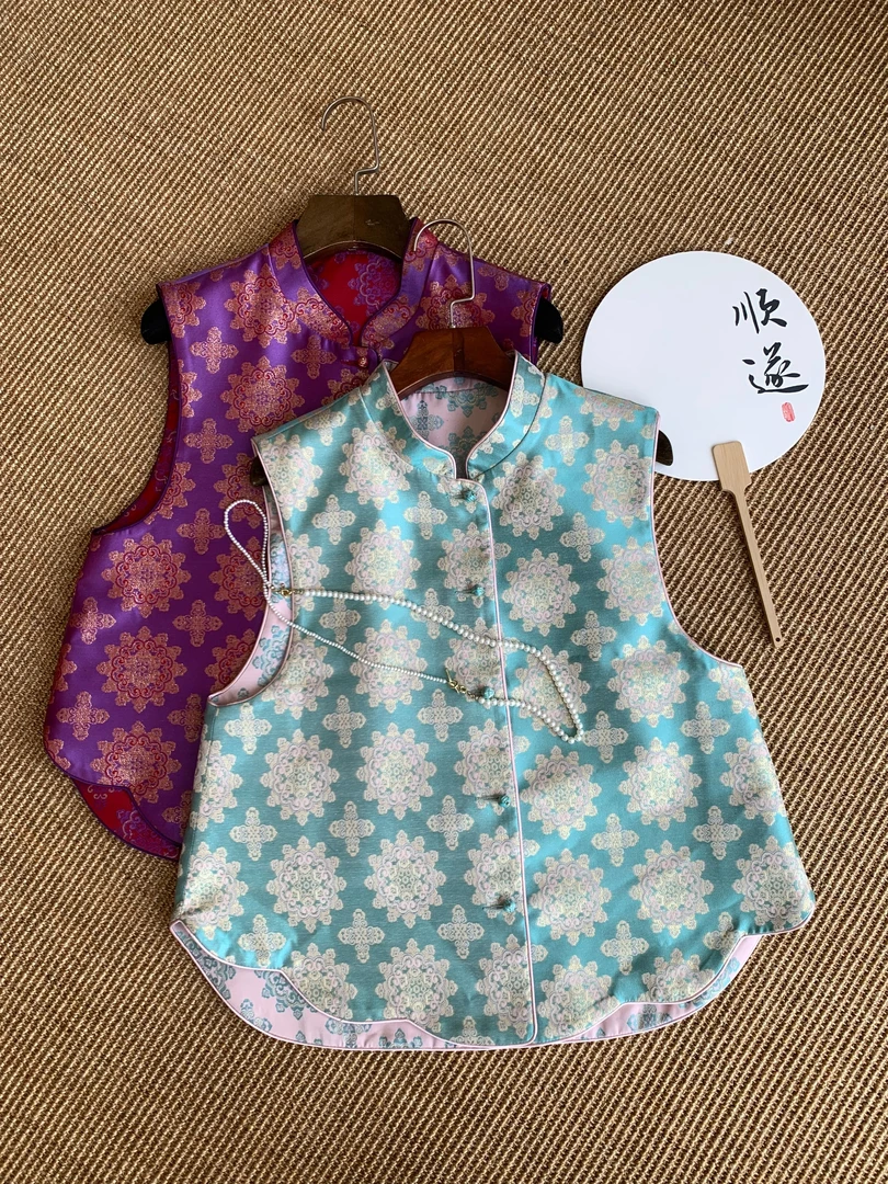 【花一朵】宝相花两色双穿宋锦年轻款轻奢大气显瘦新中式国风马甲