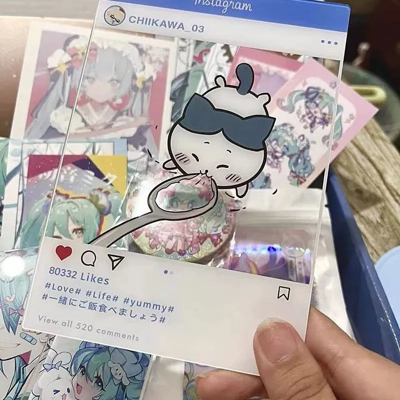 新款chiikawa吉伊卡哇ins吃饭亚克力透卡可爱拍照装饰创意卡片