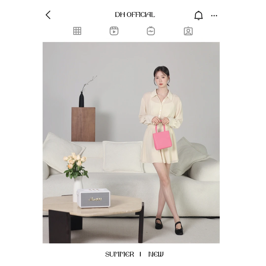 DH OFFICIAL 大花【凯瑟琳 tops】轻奢法式 赫本风浪漫雪纺连衣裙