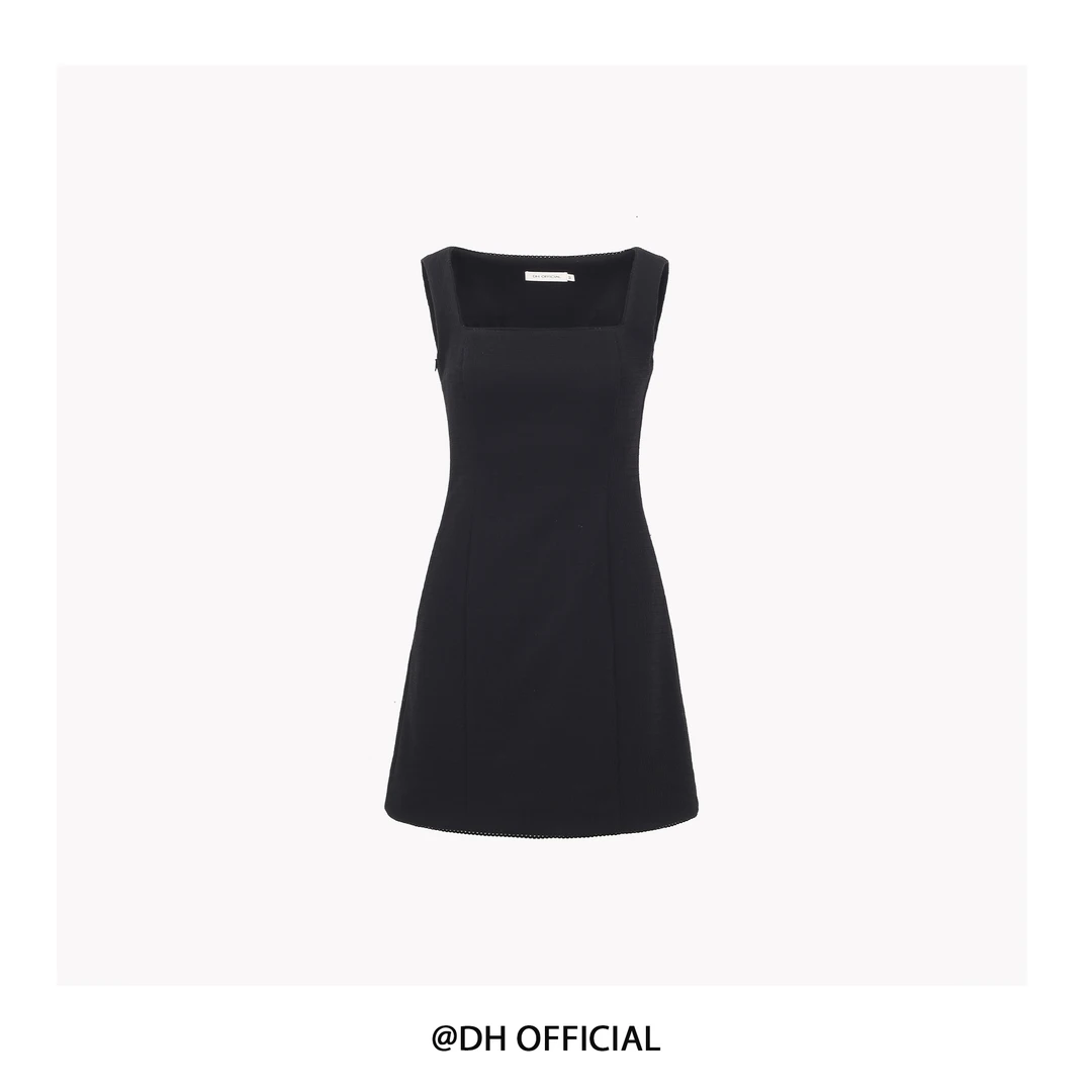 清 DH OFFICIAL 大花【长岛唱片】法式典雅 蜂巢纹理ins连衣裙