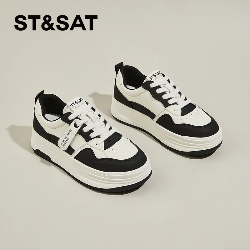 星期六爆款百搭厚底板鞋2025冬季新款增高黑白熊猫鞋时尚小白鞋女