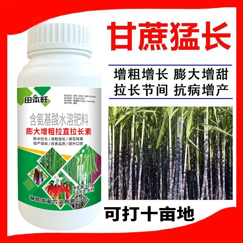 甘蔗专用叶面肥增粗增长膨大剂生根拉直拉长抗倒伏黑粗长喷施农肥
